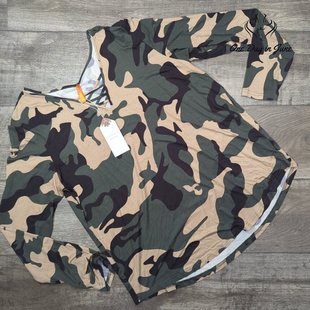 Feiersi Long Sleeve Camo Tee Size XXL
